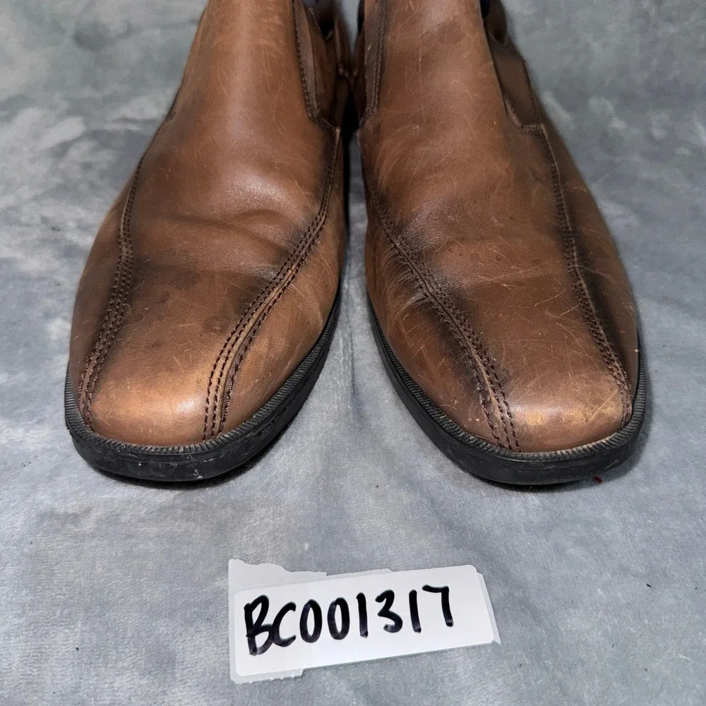 Dockers Mens Comfort Zone Loafers 13M Brown Leather Slip Resistant Work Shoes